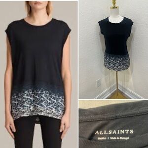 All Saints Black and White Short Sleeve Top